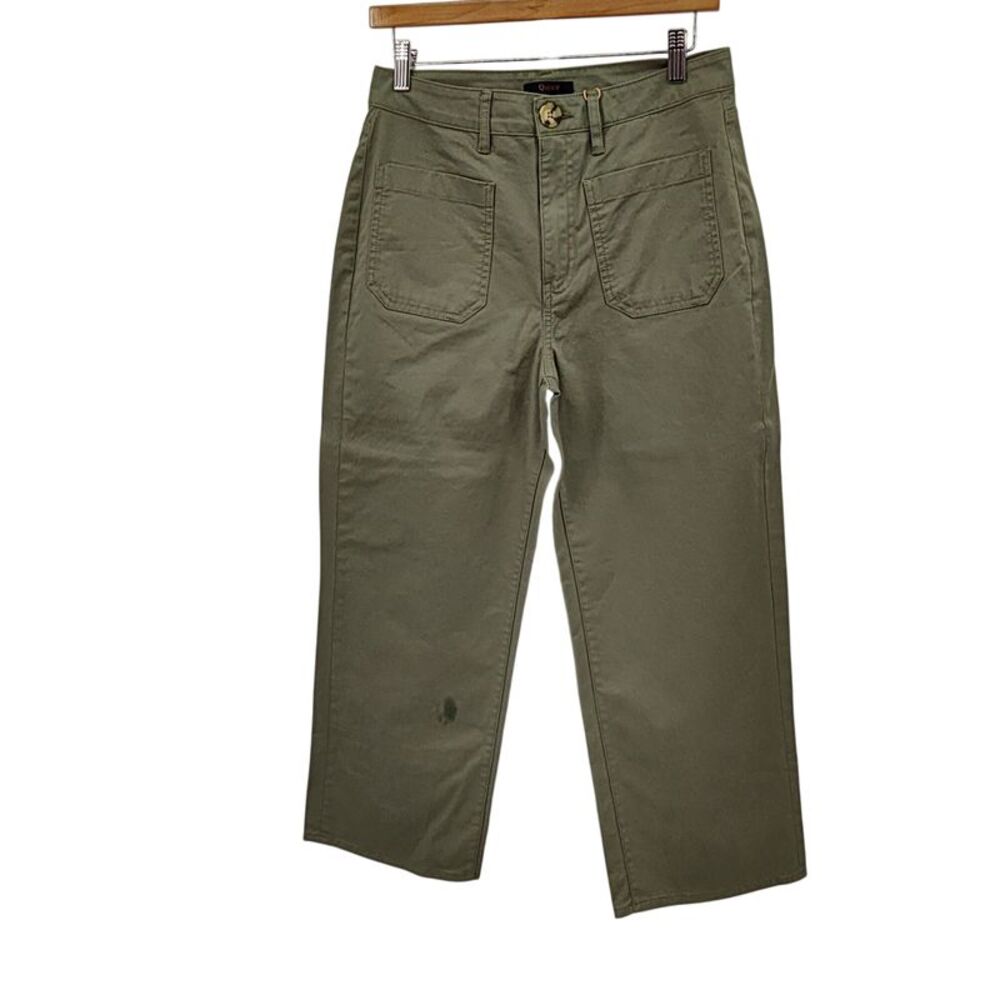 Quince Women Organic Stretch Cotton Chino Cropped Wide Leg Pants Olive 8